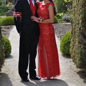 Betsy & Adam Red Lace Dress Size 4